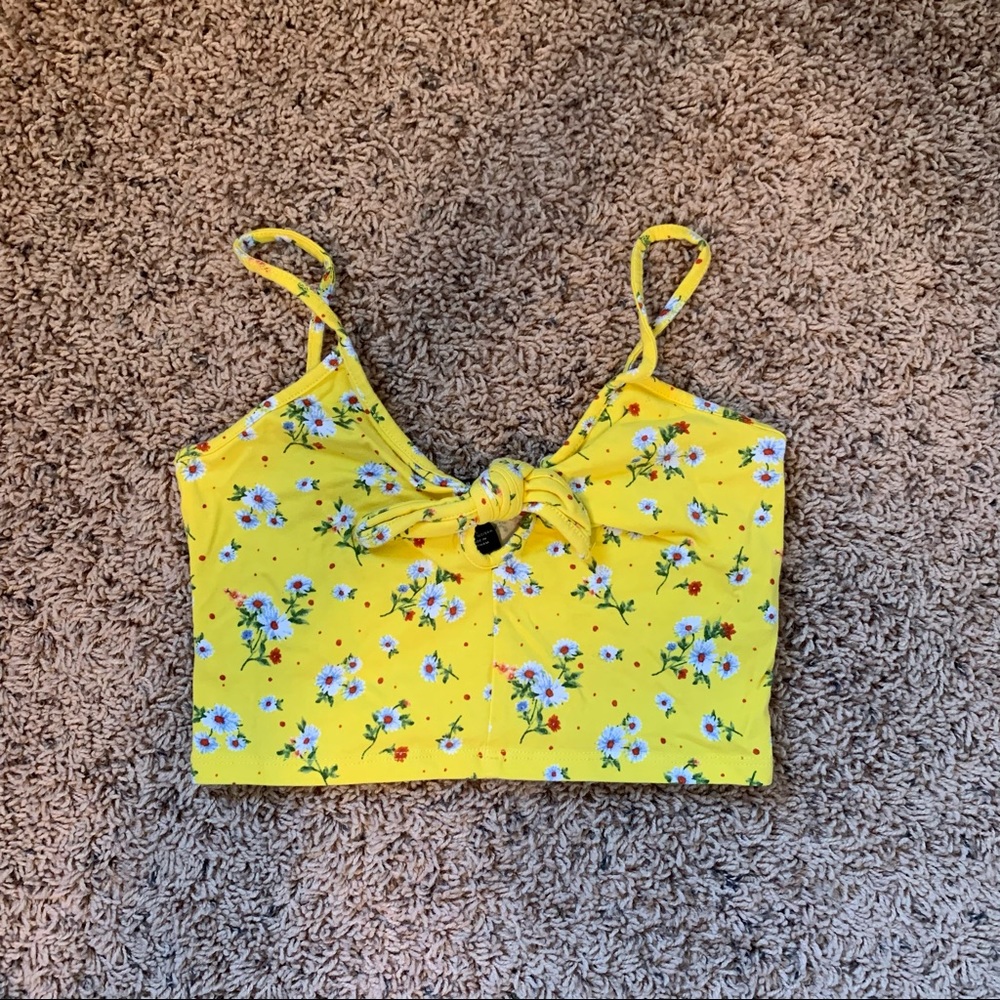 yellow floral crop top
